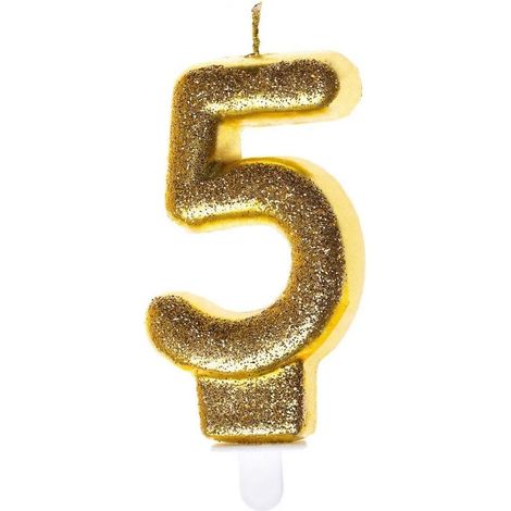 Geburtstagskerze 5 Goldglitzer