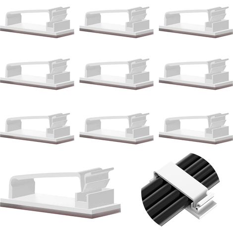 CCYKXA 10 Stück selbstklebende Kabelmanagement-Halter, langlebige Clips für TV, PC, Laptop, Ethernet-Kabel, Home Office (weiß)