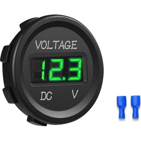 Voltmetro digitale a LED con display a LED da 12-24 V CC, impermeabile per barche, motociclette, camion e marine (verde)