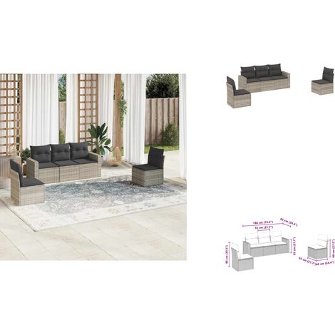 Salon de jardin 5 pcs avec coussins gris clair résine tressée - Salon De Jardin - Mobilier De Jardin - Salon Extérieur - Canapé D'extérieur - Set De Salon De Jardin