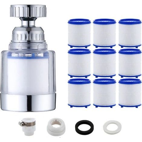 360° rotating, transparent anti-limescale tap filter with 9 PP cotton filter cartridges. (1/5)