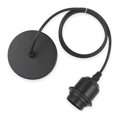E27 Porte Lampe Suspension Câble E27 Lampe Suspendue Lampes Suspendues Accessoires de Lampe Bricolage Base Lampe Lampe Suspendue Noir (1/5)
