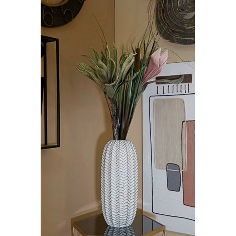 Oggettistica Bormida, Complemento d'arredo, Articolo decorativo, Accessorio d'arredo, Bianco e Gold\, 19x19 h46 cm