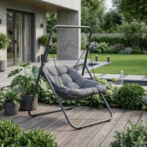 Silla Colgante de Jardín con Soporte Gris Único