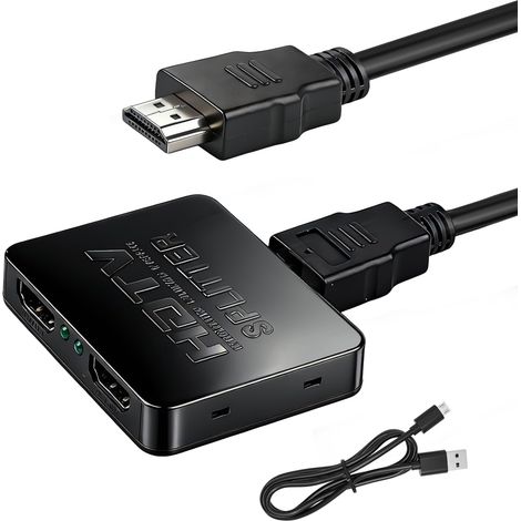 4K HDMI Splitter 1 to 2 Outputs Dual HDMI 1 Input 2 Outputs with Micro USB Power Cable for Two Monitors Supports MacBook, Xbox, PS4, PS3, Blu-ray Player, DVD, HDTV (1/5)