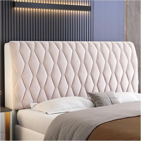 Housses de tête de lit en pour lit, Protection complète Anti-poussière, Housse de tête de lit Double, Beige, 160 cm (1/5)