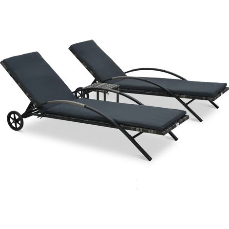 Sun Lounger  Anthracite and Grey  PE Rattan and Powder-Coated Steel vidaXL (1/5)