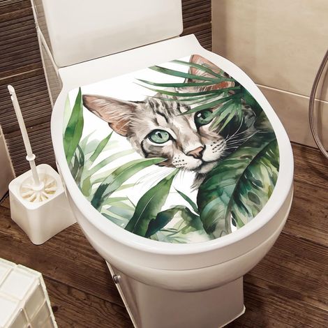 Ovaler Aufkleber 35×40 cm, Tier-/Blumenmuster, wasserfestes PVC, kreative WC-Sitz-Dekoration
