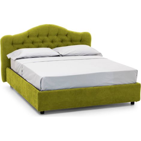 Letto Matrimoniale Allik, Letto Matrimoniale Materasso Incluso, Sfoderabile Made in Italy, Contenitore, Verde
