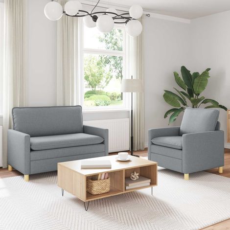 vidaXL Ensemble de Canapés 2 pc Gris clair Tissu (1/5)