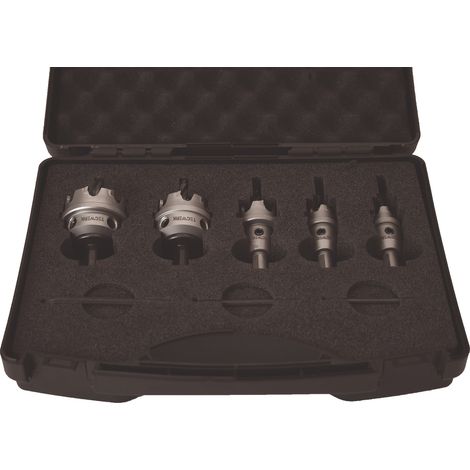 Juego de coronas perforadoras 8 pzs. 16-40mm Prof. corte 4mm con metal duro TECWERK (1/2)