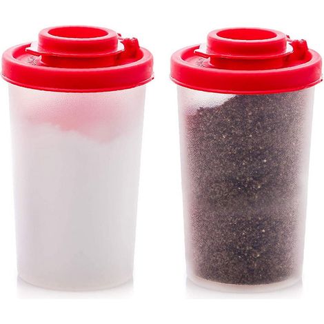 Shaker À Sel Et Poivre - Étanche À L'Humidité - Couvercles Rouges - 4 75 Oz - Lot De 2 (1/5)