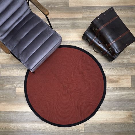 Tapis Rond - HOME DECO FACTORY - Terracotta - Coton - Bord Noir - 120 cm (1/5)