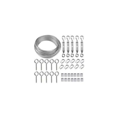 Cables para jardín/cuadros con barandilla de acero inoxidable, tornillos de anclaje, tensor, ideal para proyectos de bricolaje, colgar cuadros, jardinería, etc. / Paquete de 40, 30 m