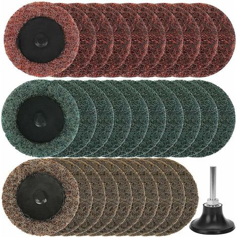 Bohrer-Set, 36 Stück, 5,1 cm Nylon-Schleifscheiben mit 6-mm-Halterungen für Schleifer – Schleifoberflächen-Vorbereitungsstreifen – polierte Oberfläche, Entgratungsfarbe –