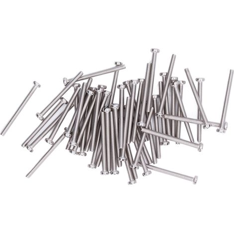 50 vis à tête cylindrique fendue en acier inoxydable A2-70 pour machines de précision et usage domestique M3M3x35