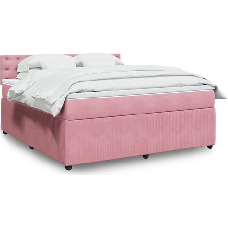 Boxspringbett mit Matratze Rosa 180x200 cm Samt