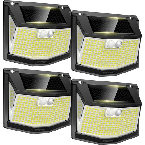 Lampe Solaire Extérieur, 248 LEDs, Projecteur Solaire avec Éclairage à 300°, Lampe Murale Étanche IP66, 3 Modes, avec Détecteur de Mouvement, pour Jardin Allée Garage-4pcs [Classe énergétique G] (1/5)