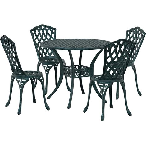 vidaXL Set da Pranzo per Giardino 5 pcs Verde Alluminio