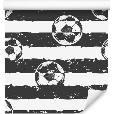 Papel pintado de fútbol con rayas para salón y dormitorio, 50x1000 cm. (1/5)