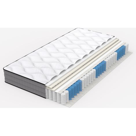 Matelas 180x200 cm à ressorts ensachés avec mousse haute densité, fermeté H3, 7 zones ergonomiques, hauteur 20 cm, certifié OEKO-TEX (1/5)