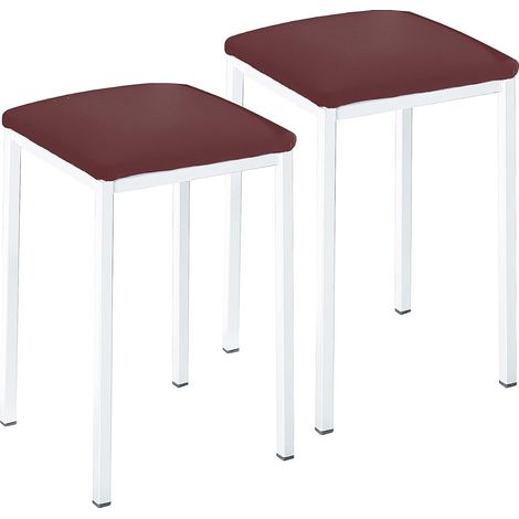 tabourets de Cuisine Modèle carré Similicuir Bordeaux Structure en métal Aluminium Hauteur d'assise : 45 cm (1/5)