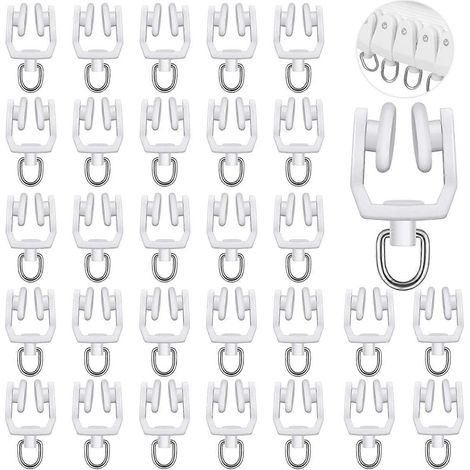 Roulettes pour tringle à rideaux (lot de 30), roulettes silencieuses pour rideaux de fenêtre, de porte ou de douche. (1/5)