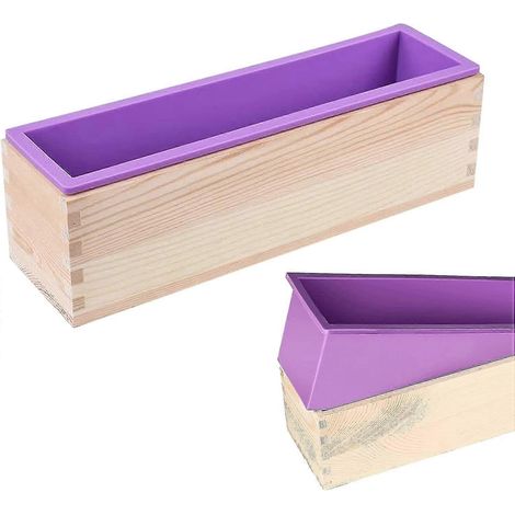 Silikon-Seifenform, rechteckige Silikonform, Silikonform mit Holzbox, Silikon-Kuchenformen, DIY-Seifenform, handgemachte Seifenform