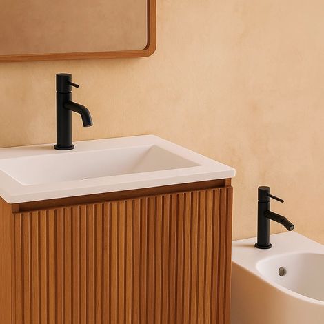 Exagonshop Coppia rubinetti lavabo e bidet in ottone nero opaco