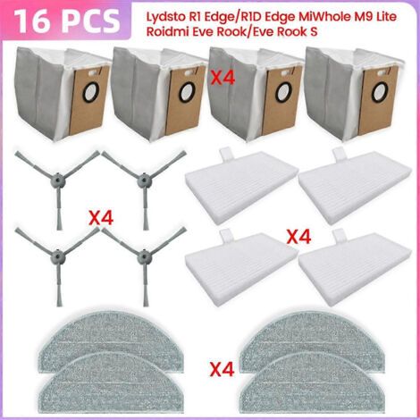 Pour Lydsto R1 Edge/R1D Edge, MiWhole M9 Lite, Roidmi Eve Rook/Eve Rook S Pièces Sac à poussière Filtre HEPA