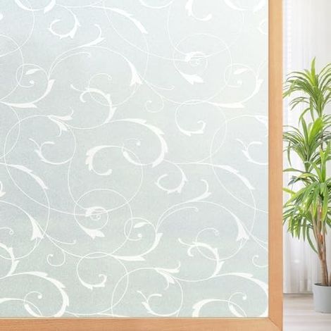Flim Statique pour Vitre Film Fenetre Anti UV Sticker Fenêtre Film Electrostatique Film Fenetre Anti Regard Film Occultant Fenêtre Motif Fleur pour Bureau Maison Chambre d'enfant 90x200cm (1/5)