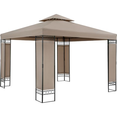 Casaria Cenador Lorca de Jardín 3x3m Pabellón Pérgola Carpa Protección UV 50+ Repelente al Agua Doble Techo Sistema de Flujo de Aire  Topo