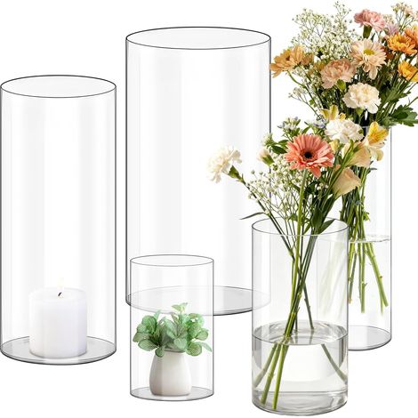 5 Pièces Vase en Verre Transparent Acrylique Multi-Tailles (1/5)