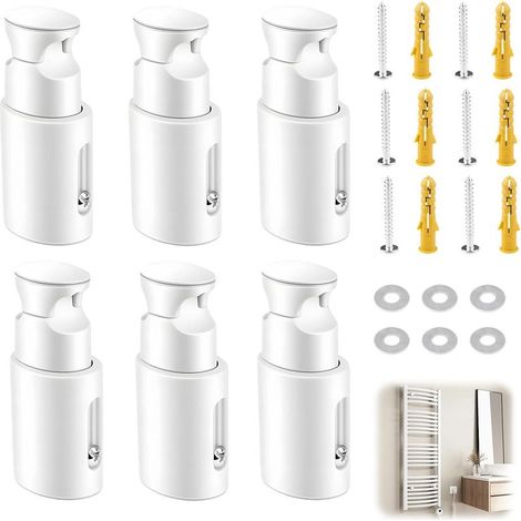 6-teilige Handtuchhalterhalterung – Heizkörpermontage – Verstellbarer Abstand 75–95 mm – Kompatibel mit geraden und gebogenen Heizkörpern – Weiß (1/5)