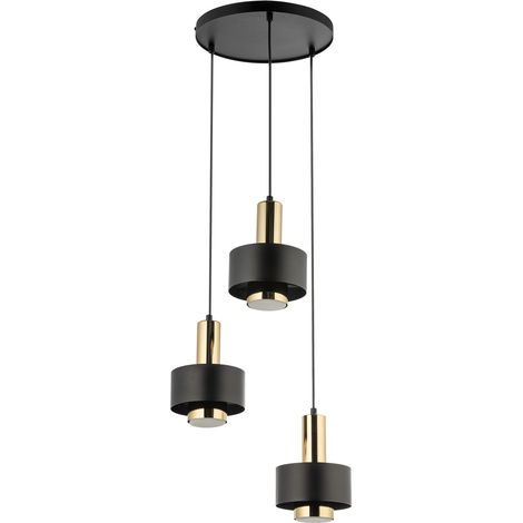 Suspension minimaliste noir/or 3 ronds GX53 Sigma Rif (1/2)