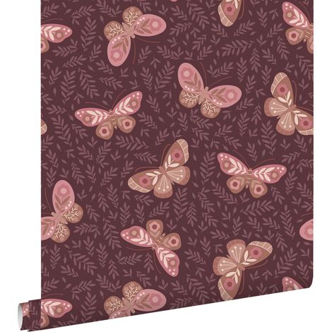 papier peint papillons violet foncé - ESTAhome (1/5)