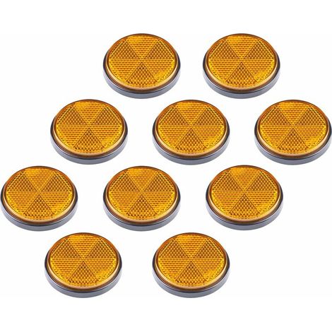 VURAHOME - Catadioptre Rond , Catadioptre Rond Soi Adhésif, Catadioptre Rond Remorque, Catadioptre pour Remorque Camion RV Caravane orange (1/5)