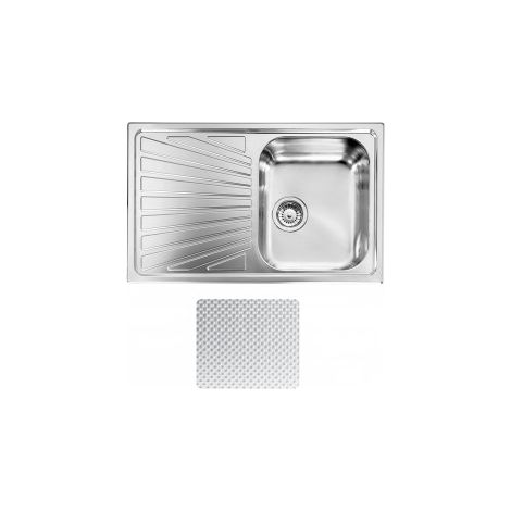 CM 011491.D1.01.2016 COMETA Lavello da Incasso 1 Vasca destra + Gocciolatoio sinistro Acciaio Inox Antigraffio (79x50 cm) colore Inox (1/5)