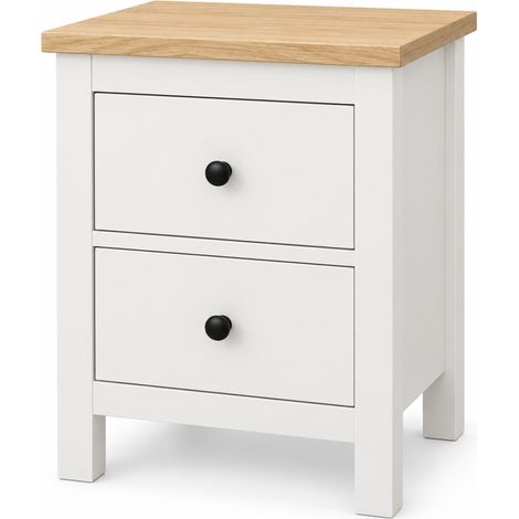 Mesita de noche 2 cajones Hermes acabado roble-blanco, 50cm(alto) 40cm(ancho) 30cm(fondo) (1/3)