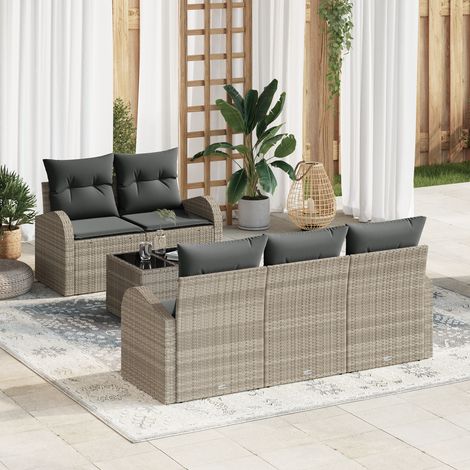 Garden Sofa Set Light grey 55 x 55 x 37 cm Poly Rattan vidaXL (1/5)