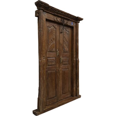 Puerta de madera marron 152x19x218h cm