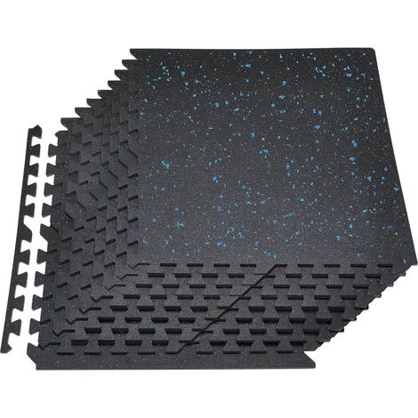 Tapis d'exercice puzzle 24 pièces en mousse EVA haute densité 610x610x10 mm, dalles en caoutchouc interconnectées pour gym à (1/5)