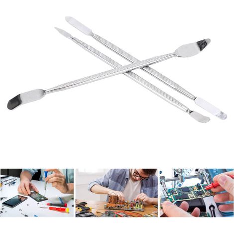 Lot de 3 spatules métalliques en acier inoxydable, petites barres de levier avec poignée antidérapante pour la réparation d'appareils électroniques (1/5)