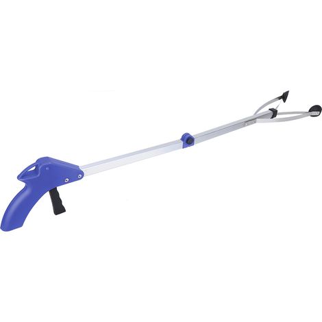 Pince à déchets pliable pour ramasser les feuilles mortes et les déchets de jardin (poignée bleue) (1/5)