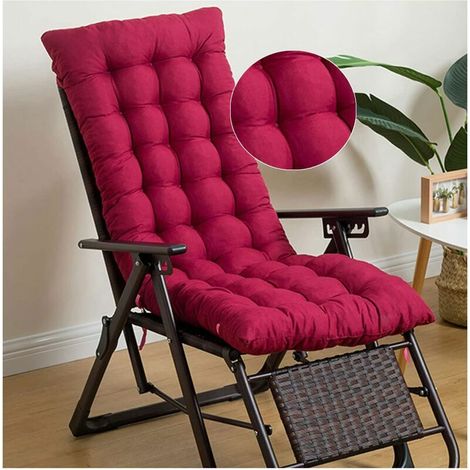 Coussin Fauteuil Jardin Dossier Haut, Antidérapant Épaissir Coussin de Chaise Berçante, épais Intérieur Extérieur Patio Chaise Longue Coussin(Pas de Chaise)(Size:Court,Color:Rouge) (1/5)