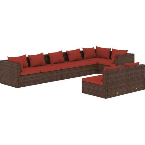 Maison Exclusive - 8-tlg. Garten-Lounge-Set mit Kissen Braun Poly (1/5)