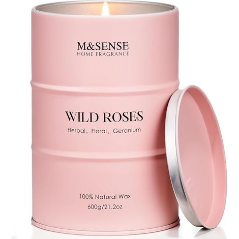 Duftkerze Sojawachs Glas Brenndauer 130 Std Wilde 600g Wilde Rosen (1/5)