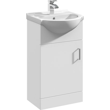 Nuie Mayford Gloss White 450mm Vanity Unit and Curved Ceramic Basin - VTY450 (1/5)