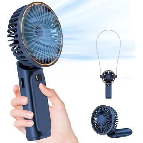 Ventilateur Portable - - Pliable - 6 Vitesses - Vent Puissant 5m - 80° Grand Angle