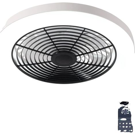 Ventilador de techo, mando a distancia, luz LED regulable, negro. (1/2)